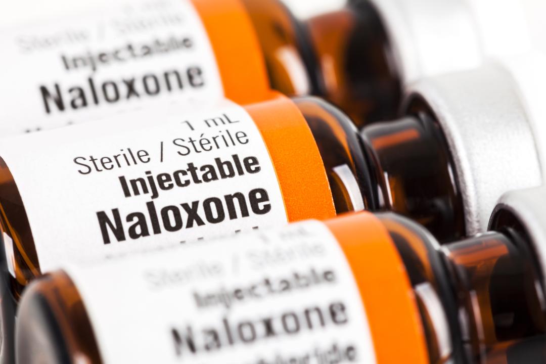Vials of the medication naloxone.