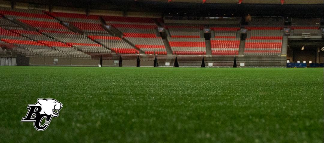 image of football field and BC Lions logo
