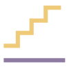 Icon representing a set of stairs to show the concept of slow, step by step progress.
